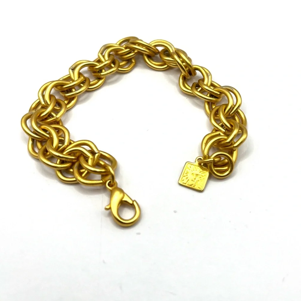 Anne Klein Gold-Tone Double Chain Link Bracelet Vintage